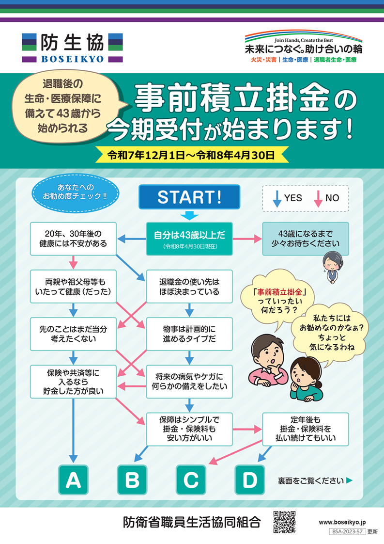 事前積立掛金チラシの表